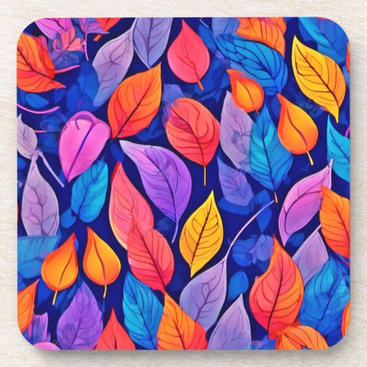 Bordeelstijl: Vibrant Leaf Patterns Bier Onderzetter (Voorkant)