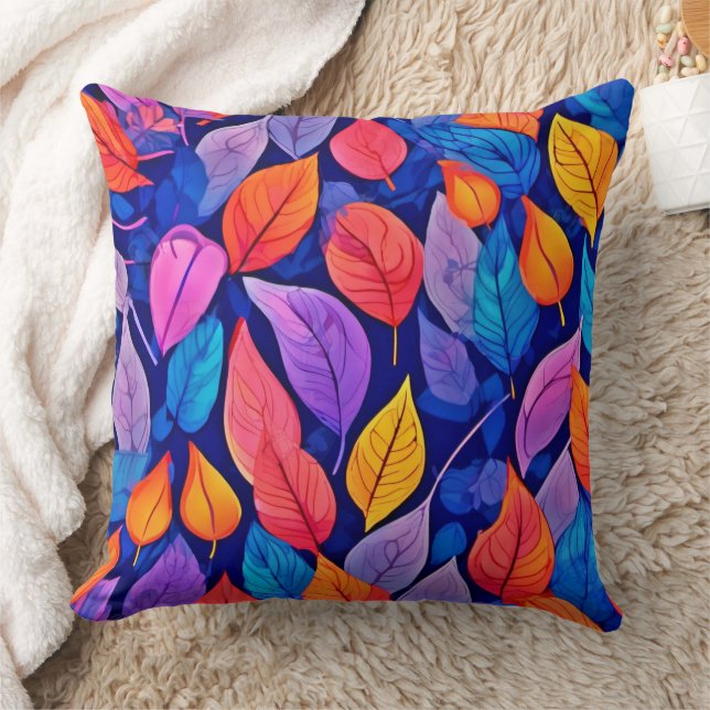 Bordeelstijl: Vibrant Leaf Patterns Kussen (Deken)