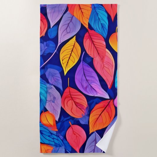 Bordeelstijl: Vibrant Leaf Patterns Strandlaken (Voorkant)