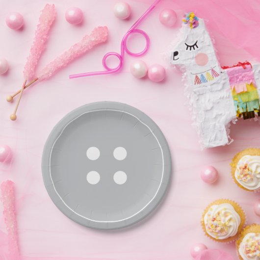 Borden grijs Button Papieren Bordje (Feest)
