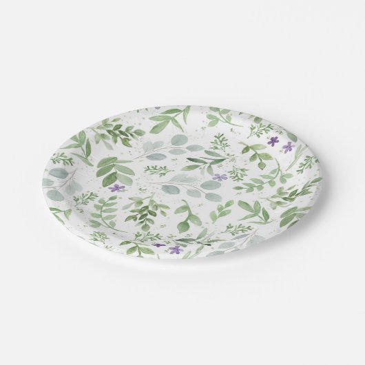 Borden - groen en lavendel papieren bordje (Gekanteld)
