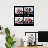 Borden/kersen, perziken, druiven, artisjokken poster (Thuiskantoor)