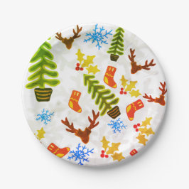 Borden, kerstpatroon festiviteiten seizoen papieren bordje