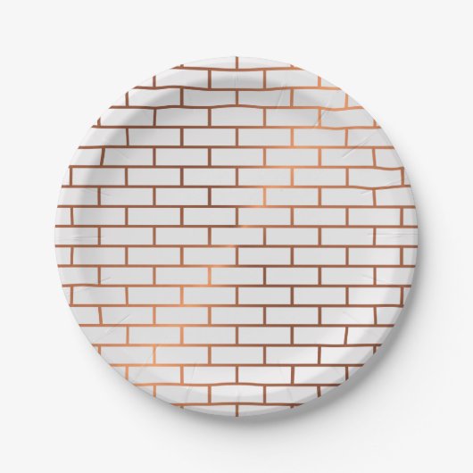 Borden koperen subway Tile Pattern Paper Papieren Bordje (Voorkant)