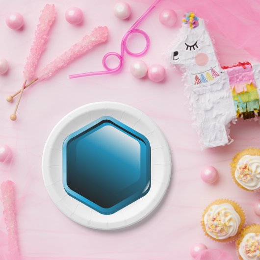 Borden met blauw hexagon papier papieren bordje (Feest)
