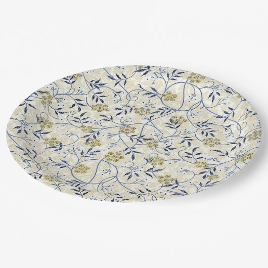 Borden met blauw Jasmijnpapier Papieren Bordje (Gekanteld)