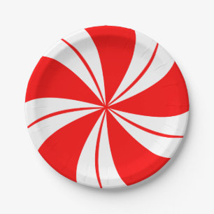 Borden met een rode peppermint-Snoep voor kerstfee Papieren Bordje