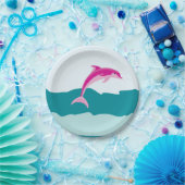 Borden met het roze dolfijnenthema papieren bordje (Feest)