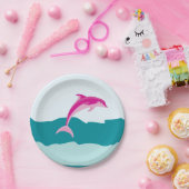 Borden met het roze dolfijnenthema papieren bordje (Feest)