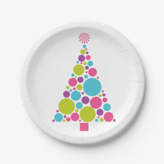 Borden met kerstbomen papieren bordje