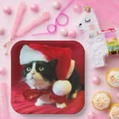 Borden met kerstmis van Tuxedo Cat Papieren Bordje (Feest)