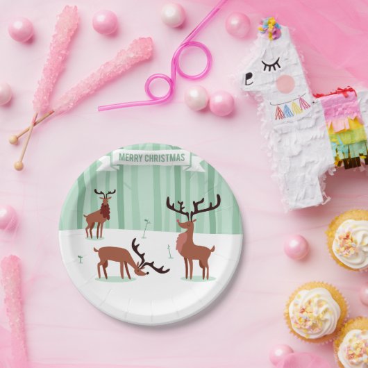 Borden met kerstpapier voor rendieren papieren bordje (Feest)