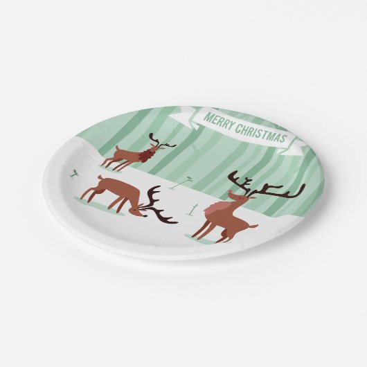 Borden met kerstpapier voor rendieren papieren bordje (Gekanteld)