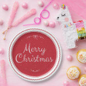 Borden met rode kerstakelpapier voor fijne kerst papieren bordje (Feest)