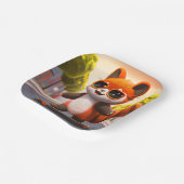 Borden met rode Panda-ringpapier Papieren Bordje (Gebogen)