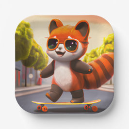 Borden met rode Panda-ringpapier Papieren Bordje