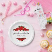 Borden met rode rozen voor gepersonaliseerd wedden papieren bordje (Feest)