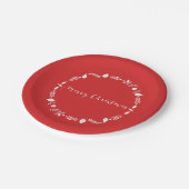 Borden met rood kerstpapier met wit decor papieren bordje (Gekanteld)