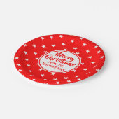 Borden met rood kerstpapier papieren bordje (Gekanteld)