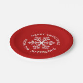 Borden met rood snowflake kerstpapier papieren bordje (Gekanteld)
