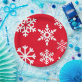 Borden met rood snowflake kerstpapier papieren bordje (Feest)