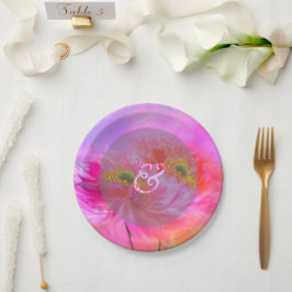 Borden met roze fantasie op papier papieren bordje