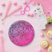 Borden met roze snakeskin-patroon papieren bordje (Feest)