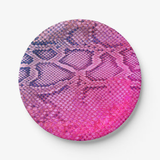 Borden met roze snakeskin-patroon papieren bordje