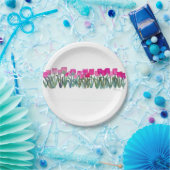 Borden met roze tulppapier papieren bordje (Feest)