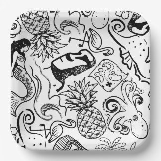 Borden met Tiki Zomer Vibes Papieren Bordje