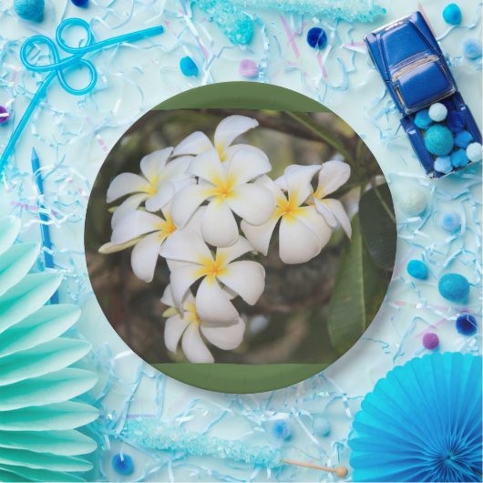 borden met tropische bloemen, plumeria papieren bordje (Feest)