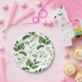 Borden met Waterverf op voorjaars groen papier Papieren Bordje (Feest)
