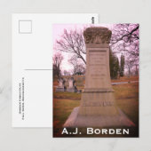 Borden Monument, Herfst River, MA - A.J. Borden Briefkaart (Voorkant / Achterkant)