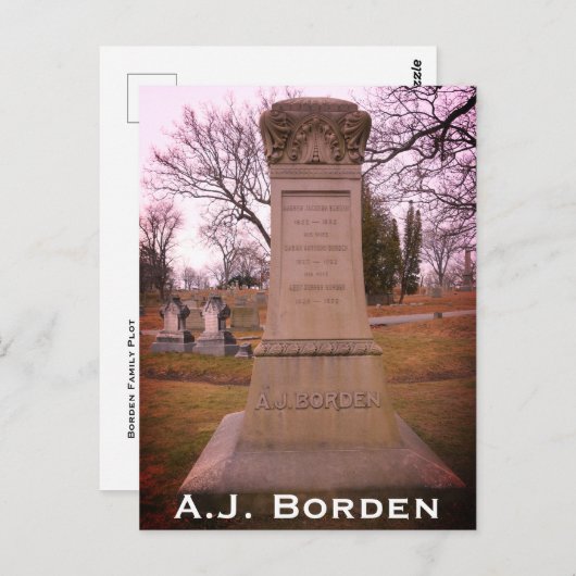 Borden Monument, Herfst River, MA - A.J. Borden Briefkaart (Voorkant / Achterkant)