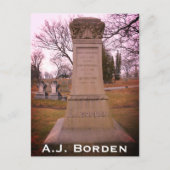 Borden Monument, Herfst River, MA - A.J. Borden Briefkaart (Voorkant)
