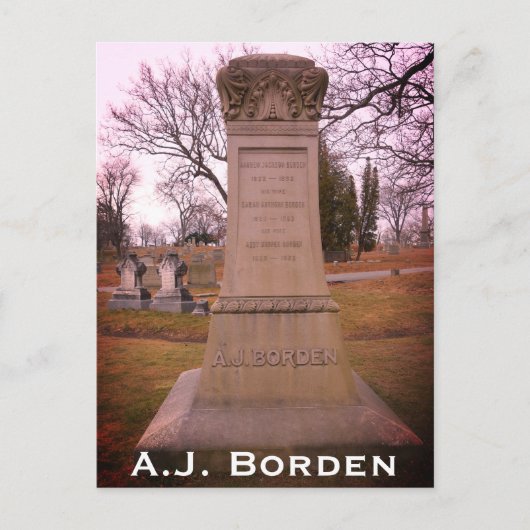 Borden Monument, Herfst River, MA - A.J. Borden Briefkaart (Voorkant)