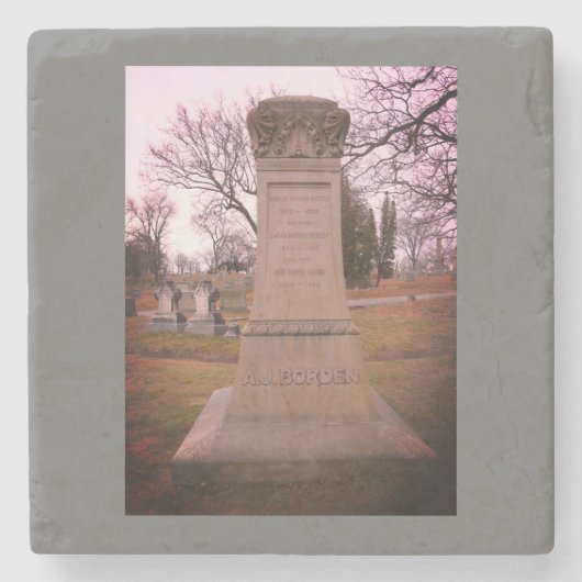 Borden Monument, Herfst River, MA - A.J. Borden Stenen Onderzetter (Voorkant)
