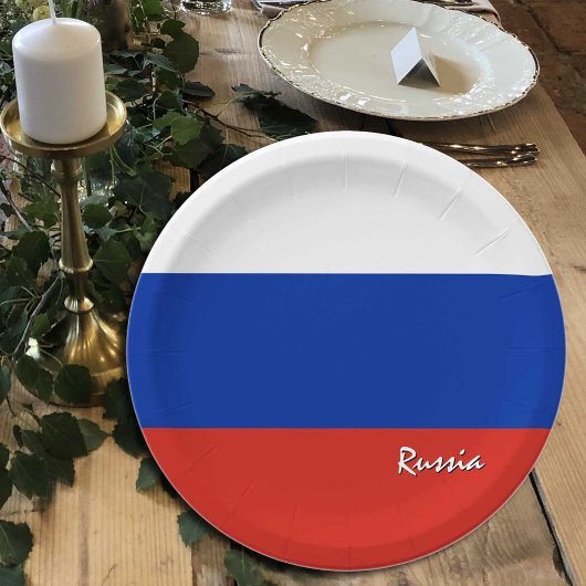 Borden onder Russische vlag, partij, sport, Ruslan Papieren Bordje