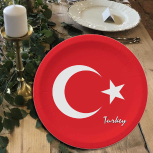 Borden onder Turkse vlag, feest, sport, Turkije Papieren Bordje