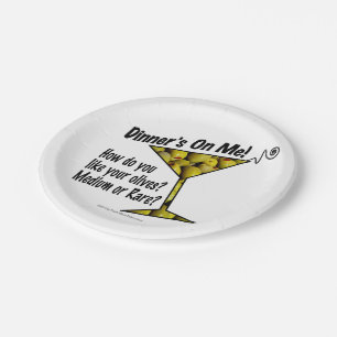Borden PAPIER - MEDIUM- OF ZELDZAME MARTINI-OLIJVE Papieren Bordje