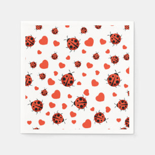 Borden rood ladybug-papier servet