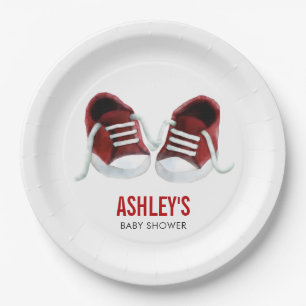 Borden rood Sneakers Baby shower Papieren Bordje