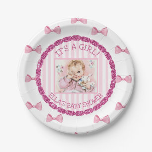 Borden roze  voor aangepast Baby shower Papieren Bordje