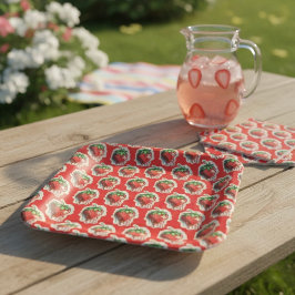 Borden van aardbeienpapier papieren bordje