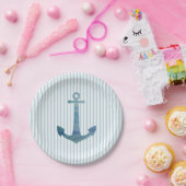 Borden van anker Nautical Stripe Beach Party Papieren Bordje (Feest)