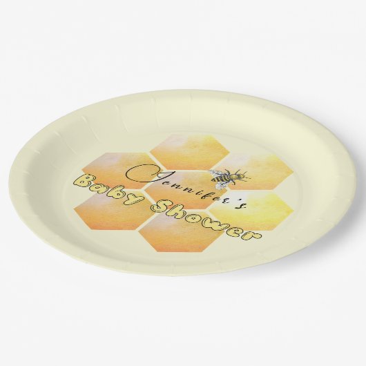 Borden van Baby shower van honingbijen Papieren Bordje (Gekanteld)