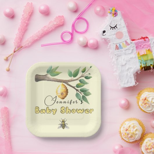 Borden van Baby shower van honingbijen Papieren Bordje (Feest)