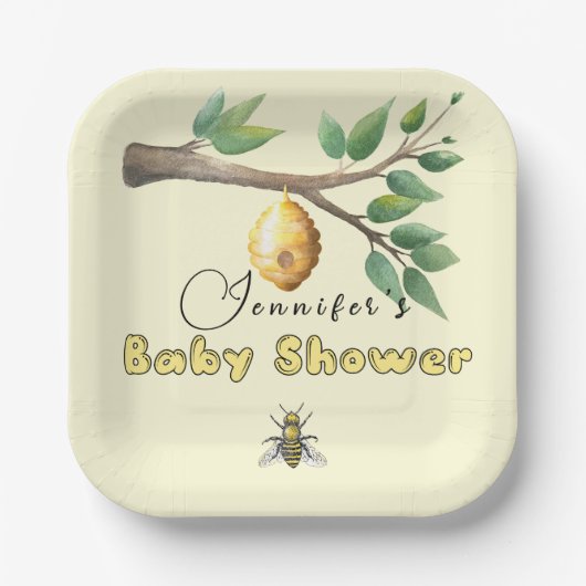 Borden van Baby shower van honingbijen Papieren Bordje (Voorkant)