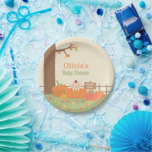 Borden van Baby shower van Little Pumpkin-Herfst Papieren Bordje (Feest)