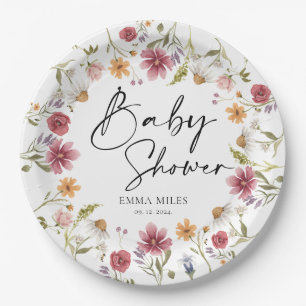 Borden van Baby shower van wilde bloemen Papieren Bordje